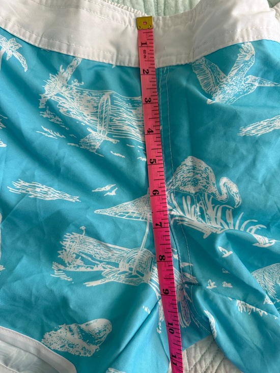 Raya Sun Turquoise and White Nautical Tropical Women Swim Shorts Size L - Picture 14 of 14